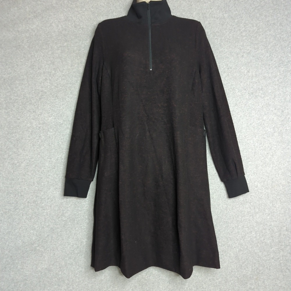 Cabi Womens Dress Sz S Black Brown Speckled 1/4 Zip Long Sleeve Casual Warm Soft